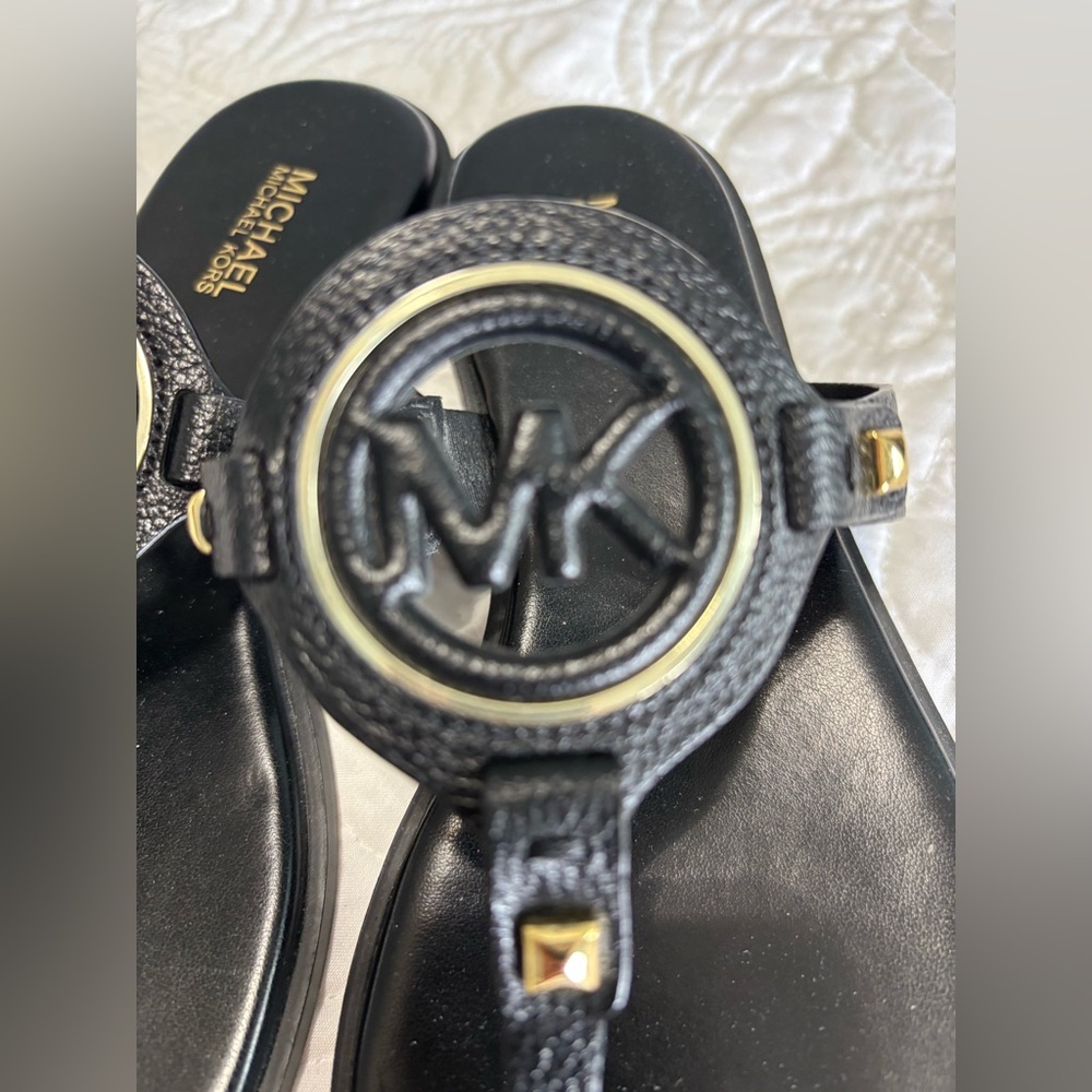 Michael Kors Black Sandals with Gold Details